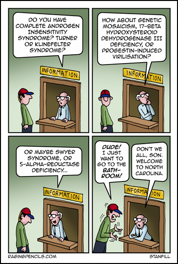 The progressive web comic about the stupi North Carolina bathrooms laws.