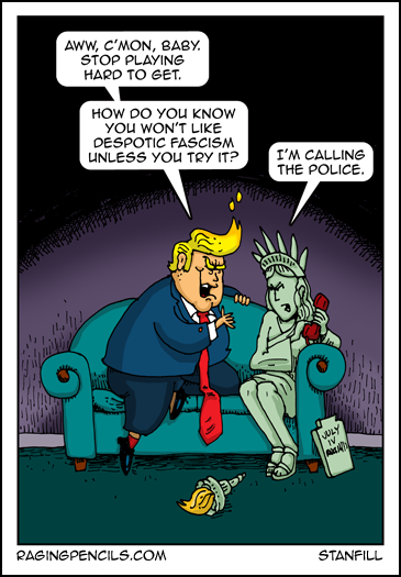 Progressive comic about Trump's despotic fascism.