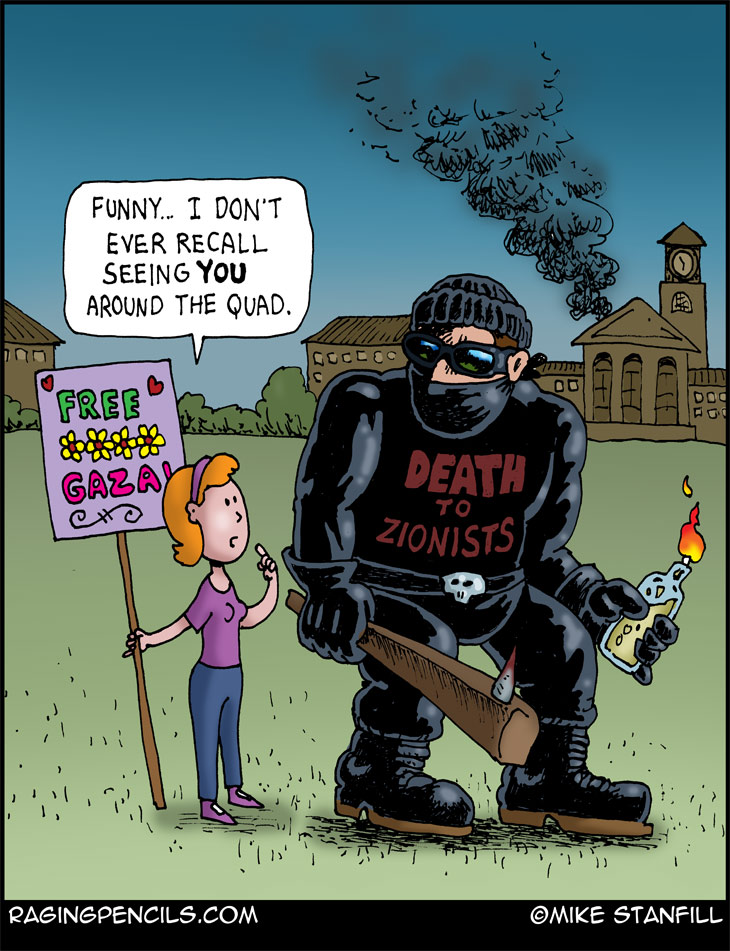 The progressive comic about college campus Gaza protests.