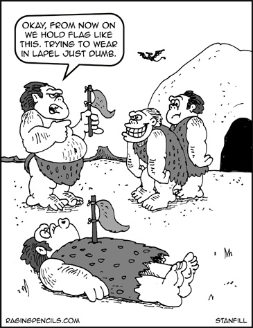 One of these cavemen is gay. See if you can guess which one it is. The Invention of the Flag.