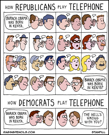 How Republicans and democrats play telephone.