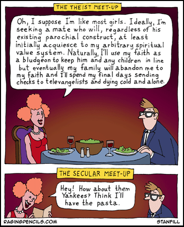 The Deist meet-up versus the Secular meet-up.