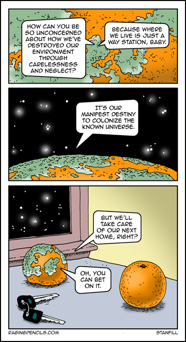 To moldly go where no fungi has spored before. The progressive web comic comparing mankind to mold on an orange.