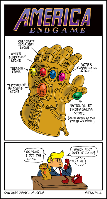 Progressive comic about Trump and the infinity stones.