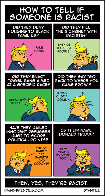 Progressive comic about Trump the racist.