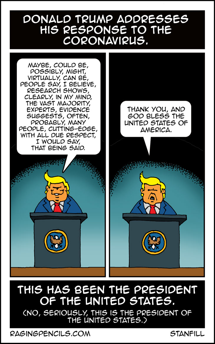 Not an actual quote. Think of this as more of an impression of Trump, as though Frank Gorshin was doing him. The progressive web comic about how Trump always uses weasel words