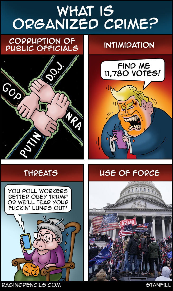 The progressive editorial cartoon about organized crime.