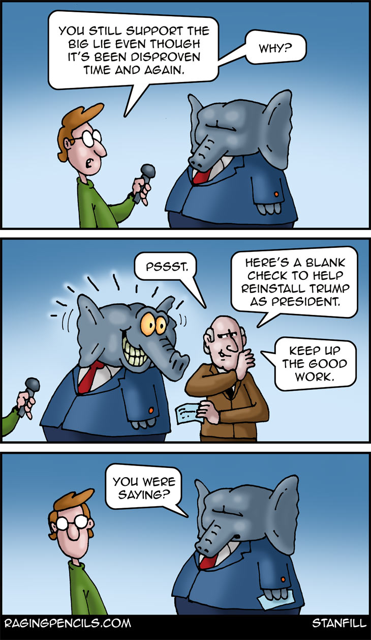 The progressive editorial cartoon about the Big Lie.