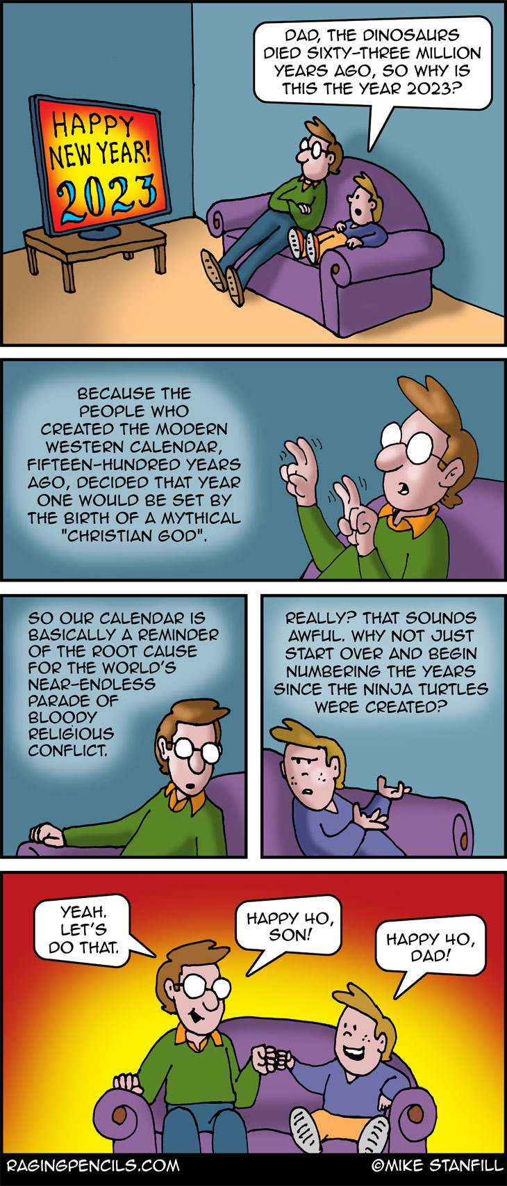 The progressive editorial cartoon about the creation of the modern calendar.