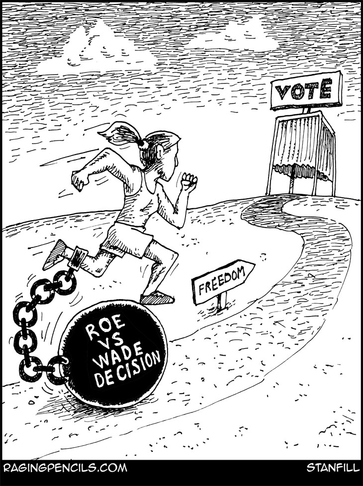The progressive editorial cartoon about Roe vs. Wade.