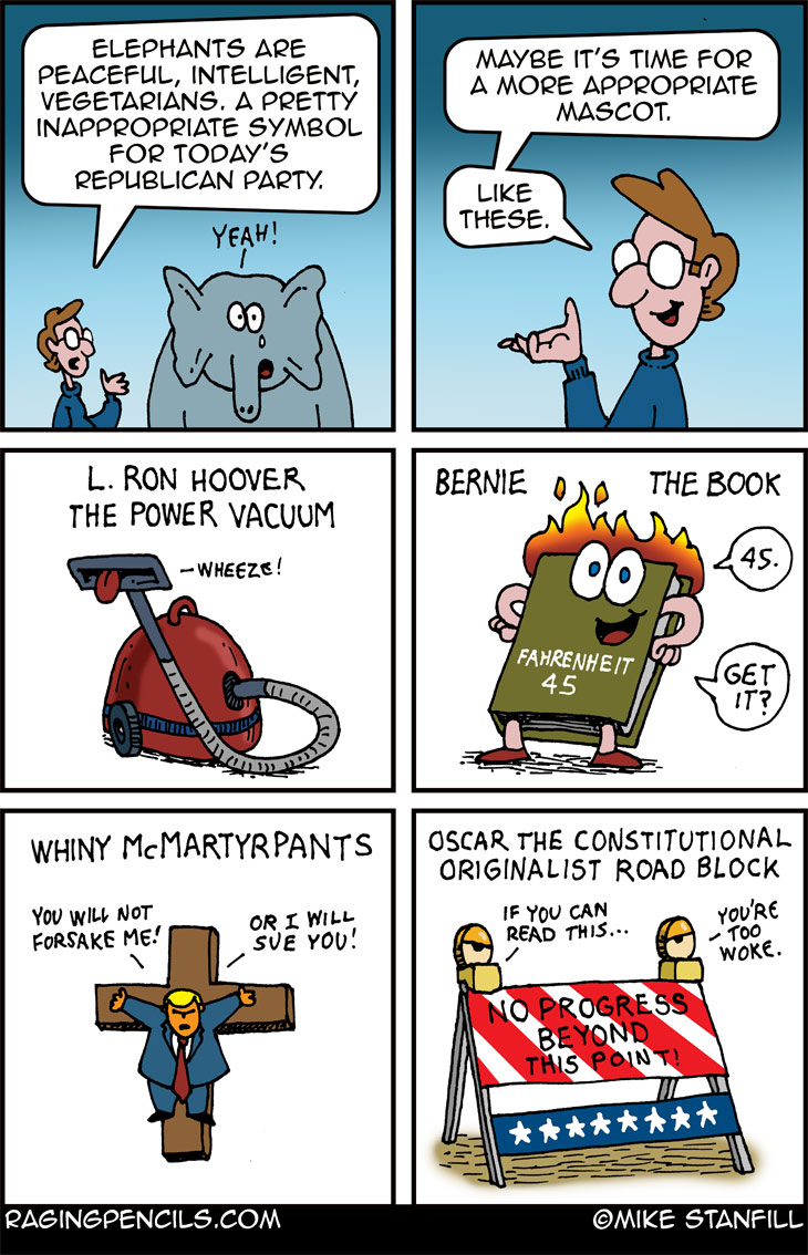 The progressive editorial cartoon about new GOP mascots.