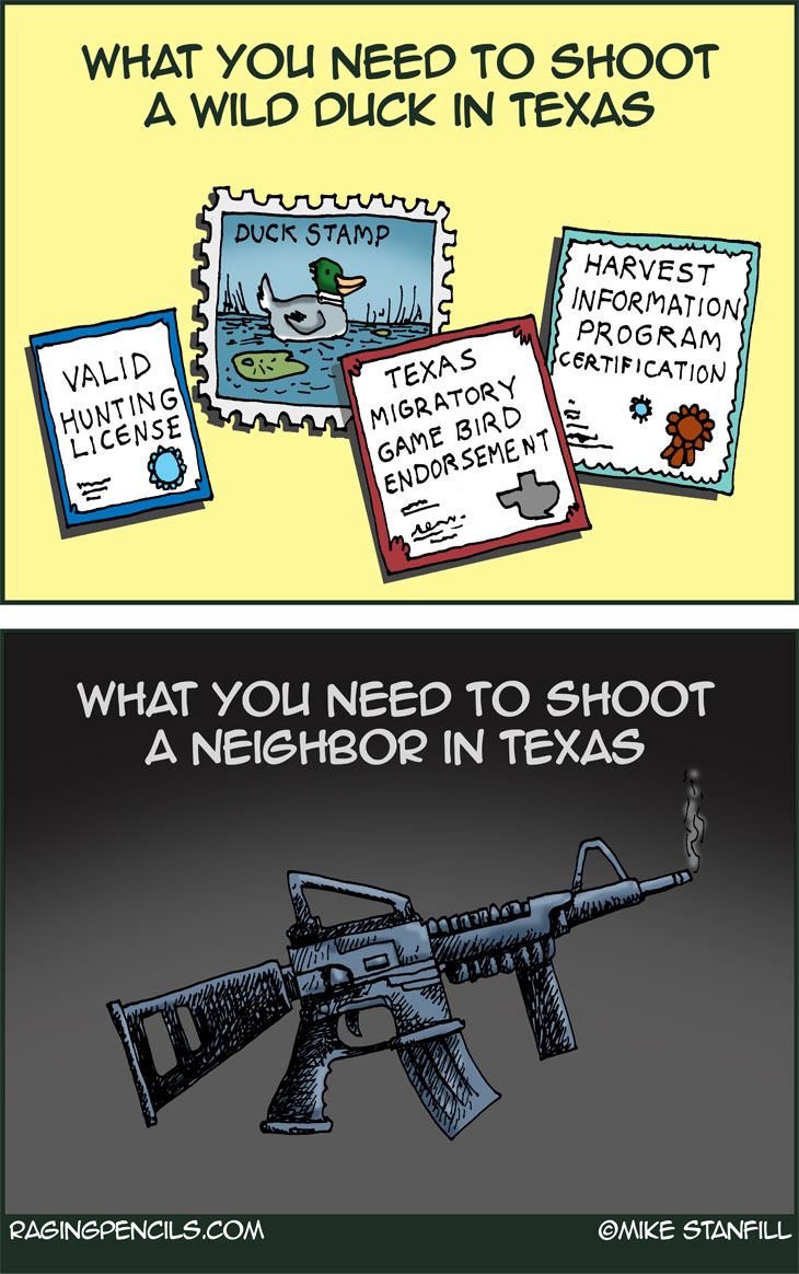 The progressive editorial cartoon about murder tools.