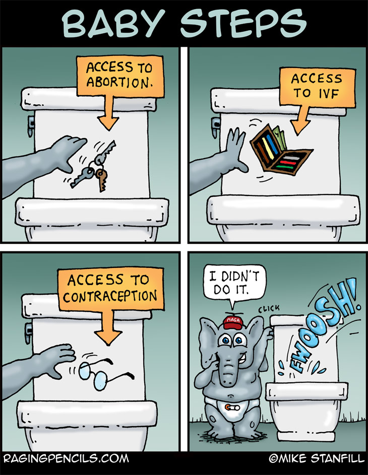 Honey, we might want to get out of this country fast. Let's make sure our passports are... oh, no! The progressive comic about Republicans against reproductive rights.
