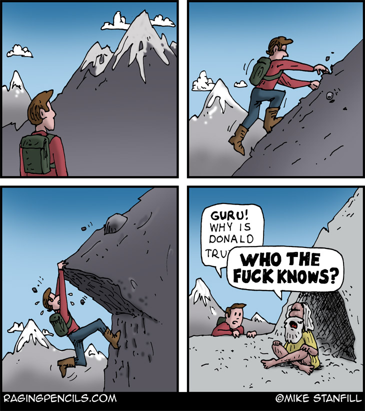 The progressive comic about Trump's consistent inconsistency liunacy.