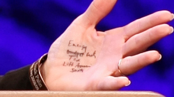 Palin's hand. palin's hand