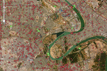 Click here to see map in greater detail. Wikileaks, map of deaths in Iraq