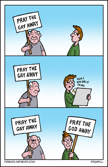 The progressive cartoon about praying the gay away.